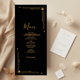 Elegante Schwarz und Gold Menükarte