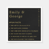 Elegante Schwarz und Gold Moderne Fun Fakten Hochz Serviette (Vorderseite)