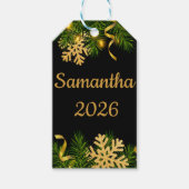 Elegante Schwarz- und Gold-Neujahr-Giftanhänger Geschenkanhänger (Vorderseite)