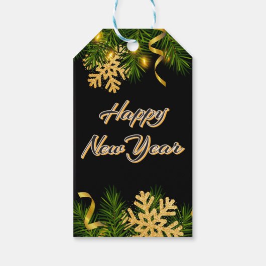 Elegante Schwarz- und Gold-Neujahr-Giftanhänger Geschenkanhänger (Rückseite)