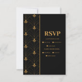 Elegante Schwarz und Gold RSVP Karte (Vorderseite)