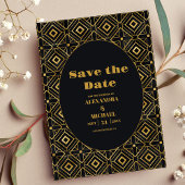 Elegante Schwarz und Gold Save The Date