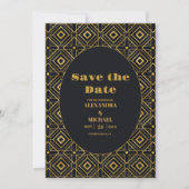 Elegante Schwarz und Gold Save The Date (Vorderseite)