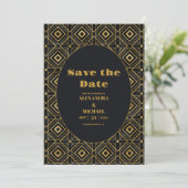 Elegante Schwarz und Gold Save The Date (Stehend Vorderseite)