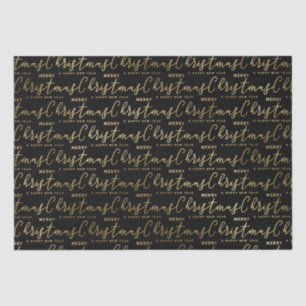 Elegante Schwarz und Gold Script Frohe Weihnachten Seidenpapier