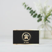 Elegante Schwarz und Gold Sparkle Pet Groomer Visitenkarte (Stehend Vorderseite)