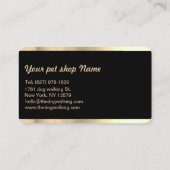 Elegante Schwarz und Gold Sparkle Pet Groomer Visitenkarte (Rückseite)