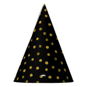 Elegante Schwarz-und Goldfolieconfetti-Punkte Partyhütchen (Links)