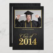 Elegante Schwarz- und Goldklasse 2014 Abschluss Einladung (Vorne/Hinten)
