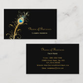 Elegante Schwarz-und Goldpfau-Feder Visitenkarte (Vorne/Hinten)