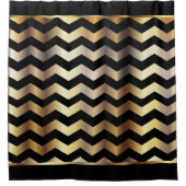 Elegante Schwarz-und GoldZickzack Streifen Duschvorhang (Vorderseite)