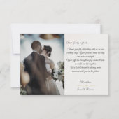 Elegante Schwarz und Grau 2 Foto Script Wedding Dankeskarte (Rückseite)