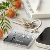 Elegante Schwarz und Grau Abstrakte Bibel Verse Ar Schlüsselanhänger (Vorderseite rechts)