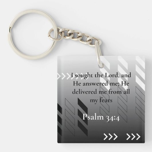 Elegante Schwarz und Grau Abstrakte Bibel Verse Ar Schlüsselanhänger (Vorderseite)