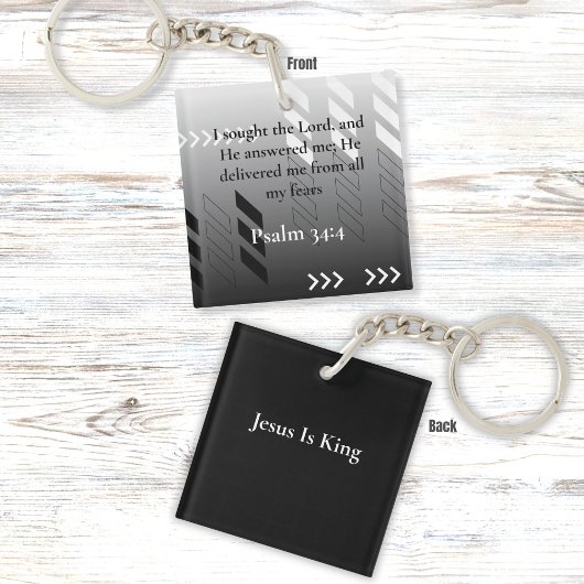 Elegante Schwarz und Grau Abstrakte Bibel Verse Ar Schlüsselanhänger