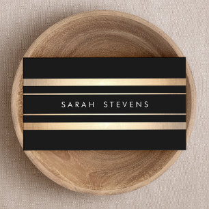 Elegante Schwarz und Imitate Foil Gold gestreift M Visitenkarte