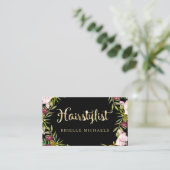 Elegante Schwarz und IMITATE Gold Fairstylist Visitenkarte (Stehend Vorderseite)