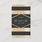 Elegante Schwarz und Imitate Gold Sequins Stripte Visitenkarte (Vorderseite)