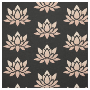 Elegante Schwarz und Rose Gold Lotus Blume gedruck Stoff