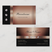 Elegante Schwarz und Rose Gold Sparkling Visitenkarte (Vorne/Hinten)