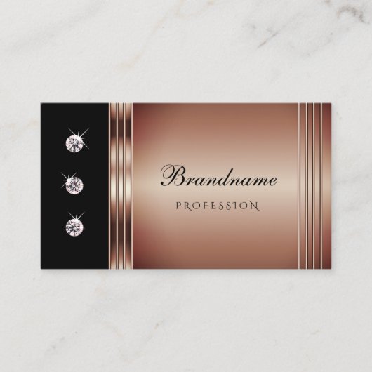 Elegante Schwarz und Rose Gold Sparkling Visitenkarte (Vorderseite)