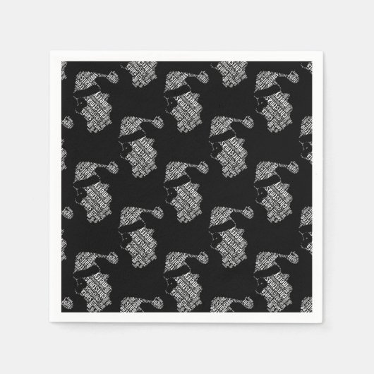 Elegante Schwarz und Weiß Weihnachtsgeschichte Wei Serviette (Vorderseite)
