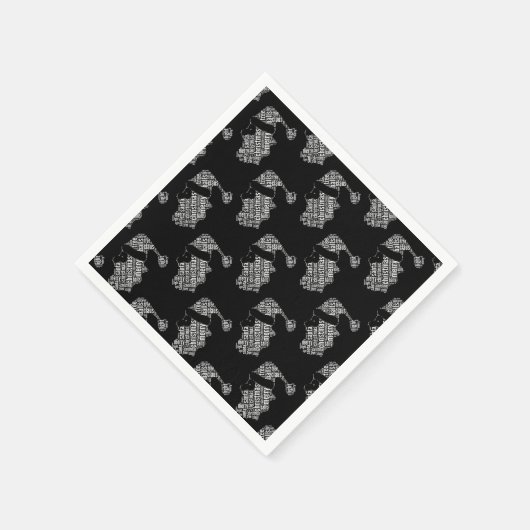 Elegante Schwarz und Weiß Weihnachtsgeschichte Wei Serviette (Ecke)