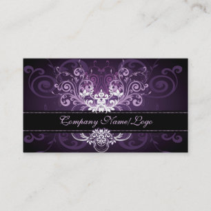 Elegante Schwarz-Violett- und Weiß-Töne Vintage-Ra Visitenkarte