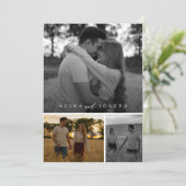 Elegante Schwarz-Weiß-3-Fotocollage Einladung (Stehend Vorderseite)