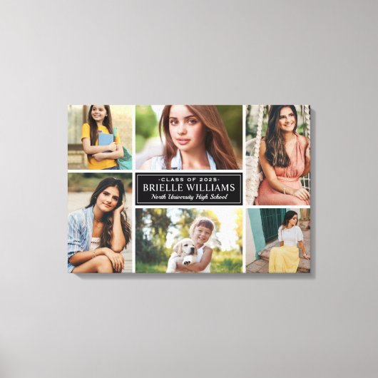 Elegante Schwarz-Weiß-Abschluss-FotoCollage Leinwanddruck (Vorderseite)