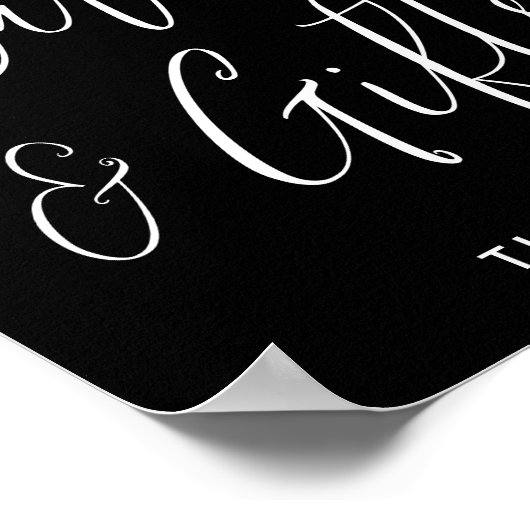 Elegante Schwarz-Weiß-Abschluss-Karten und Geschen Poster (Ecke)