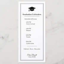 Elegante Schwarz-Weiß-Abschlussprogrammkarte 2026