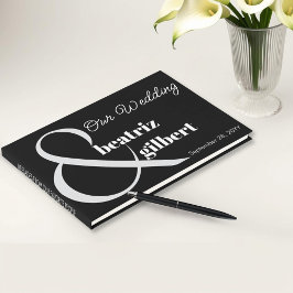 Elegante Schwarz-Weiß-Ampersand-Hochzeit Gästebuch