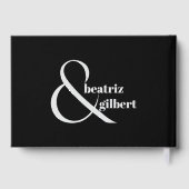 Elegante Schwarz-Weiß-Ampersand-Hochzeit Gästebuch (Rückseite)