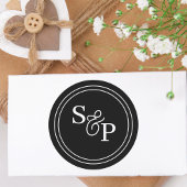 Elegante Schwarz-Weiß-Ampersand-Monogramm-Hochzeit Runder Aufkleber