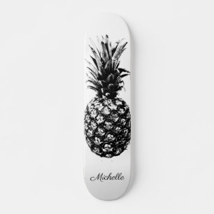 Elegante Schwarz-Weiß-Ananas Custom Skateboard