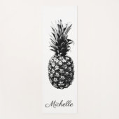 Elegante Schwarz-Weiß Ananas Custom Yogamatte (Vorderseite)