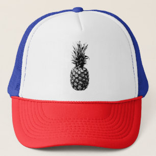 Elegante Schwarz-Weiß-Ananas Truckerkappe