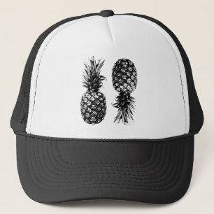 Elegante Schwarz-Weiß-Ananas Truckerkappe