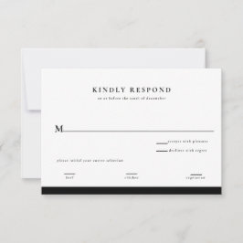 Elegante Schwarz-Weiß-Antwort-Karte Einladung
