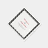 Elegante Schwarz-Weiß-Barock-Gotik-Hochzeit Serviette (Ecke)