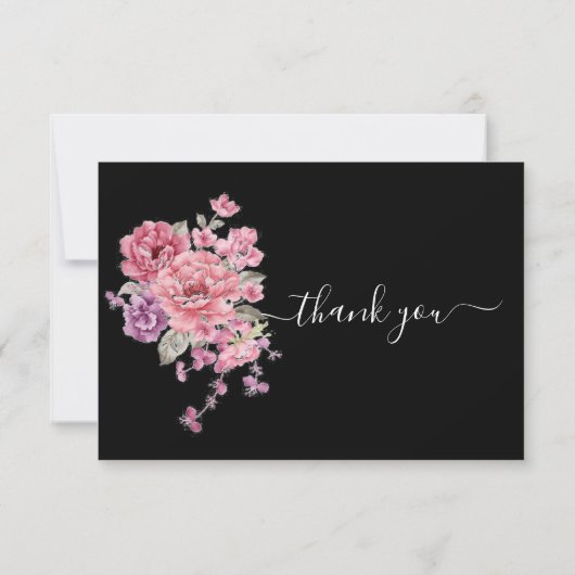 Elegante Schwarz-Weiß Beerdigung Dankeschön Karte (Rückseite)