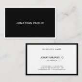 Elegante Schwarz-Weiß-Beruflich Moderne Schlicht Visitenkarte (Vorne/Hinten)