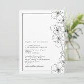 Elegante Schwarz-Weiß-Blossom Blumenhochzeit Einladung (Stehend Vorderseite)