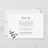 Elegante Schwarz-Weiß-Blume Orthodoxe Beerdigung Dankeskarte (Vorderseite)