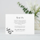 Elegante Schwarz-Weiß-Blume Orthodoxe Beerdigung Dankeskarte (Stehend Vorderseite)