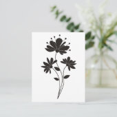 Elegante Schwarz-Weiß-Blume Postkarte (Stehend Vorderseite)