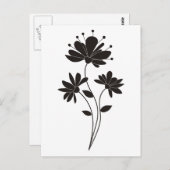 Elegante Schwarz-Weiß-Blume Postkarte (Vorne/Hinten)
