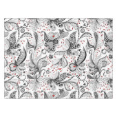 Elegante Schwarz-Weiß-Blume und Herz Tischdecke (Vorderseite (Horizontal))