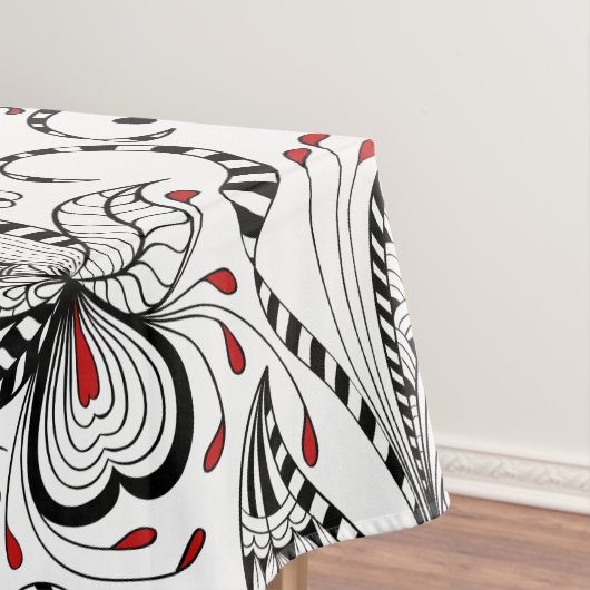 Elegante Schwarz-Weiß-Blume und Herz Tischdecke (Beispiel)